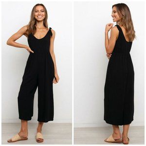 Petal and Pup Women's Size 0 Morgan Linen Cotton Blend Black Sleeveless Jumpsuit